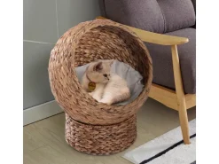 PawHut Rattan Katzenkorb mit Kissen* Katzenbedarf