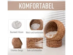 PawHut Rattan Katzenkorb mit Kissen* Katzenbedarf