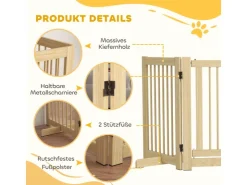PawHut Schutzgitter Kiefernholz Naturholz 204L x 36B x 75H cm* Kleintierbedarf