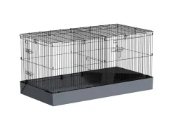 PawHut Small Animal Cage Stahl Oxfordstoff Schwarz 121L x 61B x 61H cm* Kleintierbedarf