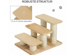 PawHut Tiertreppe 3 Stufen Treppe für Katze und Hunde 45 x 35 x34cm
