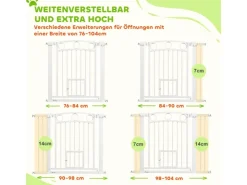 PawHut Türschutzgitter 76-104 cm Absperrgitter Stahl PA Weiß 76-104L x 77H cm