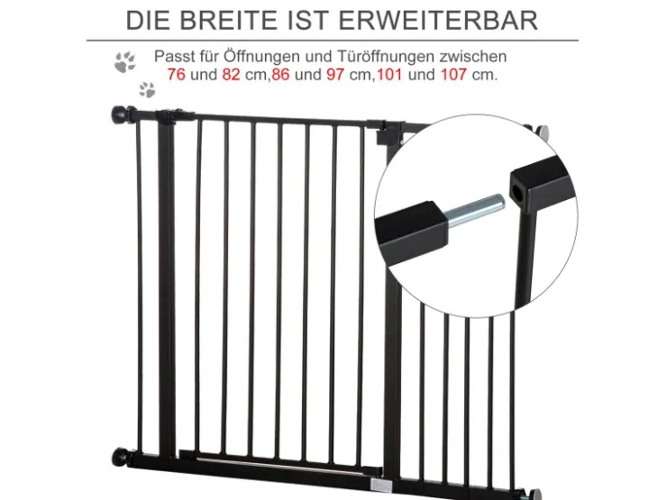 PawHut Türschutzgitter Klemmbefestigung 76-107 x 76 cm* Hundebedarf