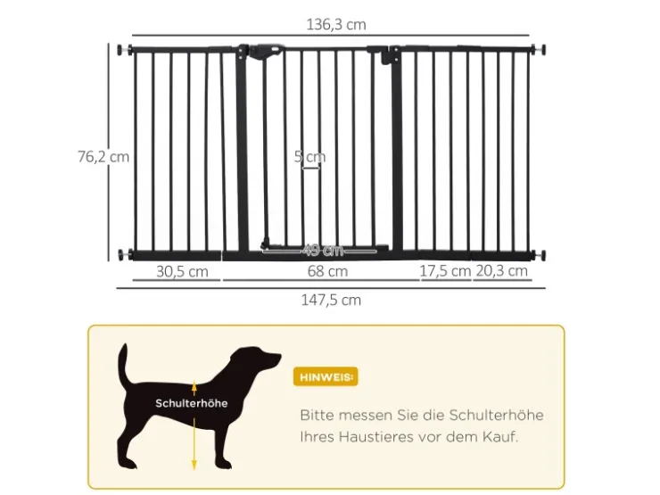 PawHut Türschutzgitter mit 3 Verschiedene Verlängerungen* Hundebedarf