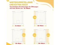 PawHut Türschutzgitter Stahl Kunststoff Weiß 76-104L x 96H cm