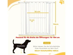PawHut Türschutzgitter Stahl Kunststoff Weiß 76-104B x 94H cm* Kleintierbedarf