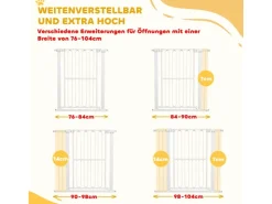 PawHut Türschutzgitter Stahl Kunststoff Weiß 76-104B x 94H cm* Kleintierbedarf