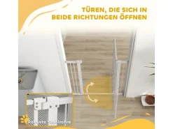 PawHut Türschutzgitter Stahl Kunststoff Weiß 76-104B x 94H cm* Kleintierbedarf