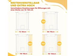 PawHut Türschutzgitter Stahl Kunststoff Weiß 76-104L x 106H cm* Kleintierbedarf