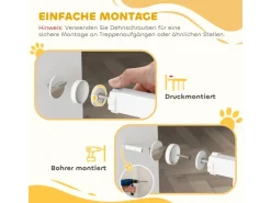PawHut Türschutzgitter Stahl Kunststoff Weiß 76-104L x 106H cm* Kleintierbedarf