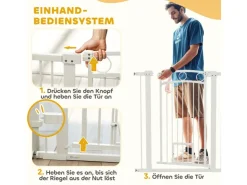 PawHut Türschutzgitter Stahl Kunststoff Weiß 76-104L x 106H cm* Kleintierbedarf