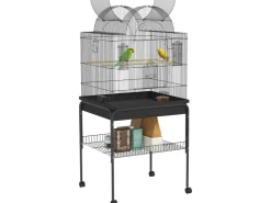 PawHut Vogelkäfig Stahl Kunststoff Schwarz 63L x 53B x 144H cm