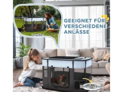 PawHut Welpenauslauf Oxford-Stoff Nylonnetz Grau 94L x 74B x 60H cm* Kleintierbedarf