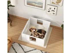 PawHut Wurfkiste für Welpen Kiefernholz MDF Weiß 100L x 96B x 48H cm* Kleintierbedarf