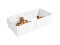 PawHut Wurfkiste für Welpen Kiefernholz MDF Weiß 196L x 96B x 48H cm* Kleintierbedarf