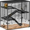 PawHut Zwerghamster-Käfig Stahl Gehärtetes Glas Schwarz 78,5L x 48,5B x 80H cm