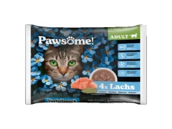 Pawsome Katzen-Nassfutter Adult Lachs 85 g 4er Flowpack* Katzenbedarf
