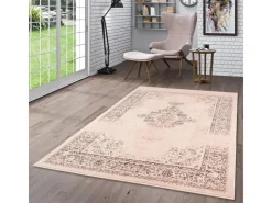 Pergamon Designer Teppich Passion Vintage Bordüre Rosa Beige 140x200cm
