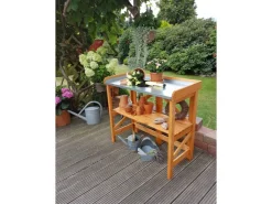Promadino Pflanztisch klappbar mit verzinkter Arbeitsfläche 45 cm x 97 cm x 88 cm* Regale Massivholz