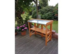 Promadino Pflanztisch klappbar mit verzinkter Arbeitsfläche 45 cm x 97 cm x 88 cm* Regale Massivholz