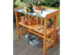 Promadino Pflanztisch klappbar mit verzinkter Arbeitsfläche 45 cm x 97 cm x 88 cm* Regale Massivholz