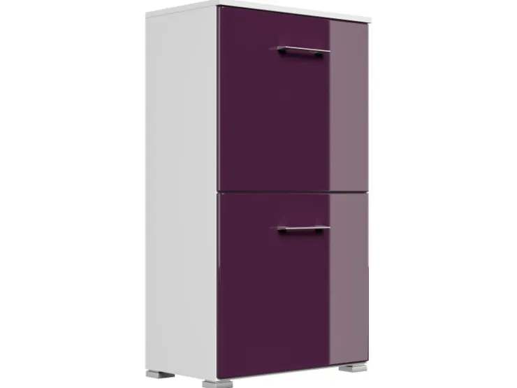 Posseik Schuhschrank Elite 2 Klappen 8 Paar Schuhe 52 cm x 96 cm Weiß-Brombeer
