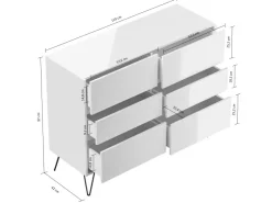 Posseik Sideboard Industrial M 6 Schubladen 120 cm Top* Sideboards