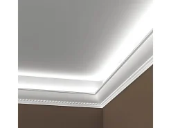 PROFHOME 150208 Eckleiste Zierleiste für indirekte Beleuchtung Stuckleiste 2 m 200 cm x 7 cm x 7 cm Weiß* Zierprofile