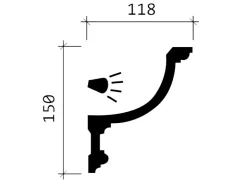 PROFHOME 150209 Eckleiste Zierleiste für indirekte Beleuchtung Stuckleiste 2 m 200 cm x 11,8 cm x 15 cm Weiß* Zierprofile