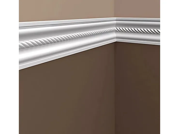 PROFHOME 151373 Wand- und Friesleiste Stuckleiste Zierleiste Friesleiste 2 m 200 cm x 2,1 cm x 10 cm Weiß* Zierprofile