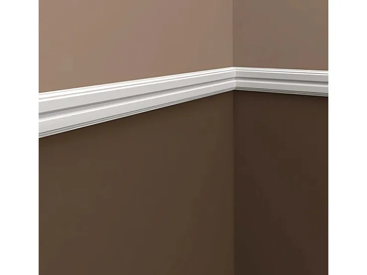 PROFHOME 151357 Wand- und Friesleiste Stuckleiste Zierleiste Friesleiste 2 m 200 cm x 1,2 cm x 4,8 cm Weiß* Zierprofile