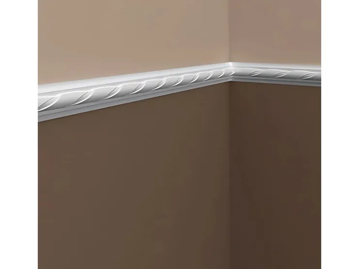 PROFHOME 151312 Wand- und Friesleiste Stuckleiste Zierleiste Wandleiste 2 m 200 cm x 1,9 cm x 4 cm Weiß* Zierprofile