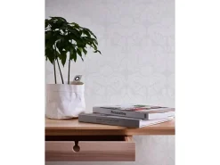 PROFHOME 951351-GU Barock Tapete Ornament Matt Weiß 0,53 m x 10,05 m 5,33 m2 Weiß* Überstreichbare Tapeten