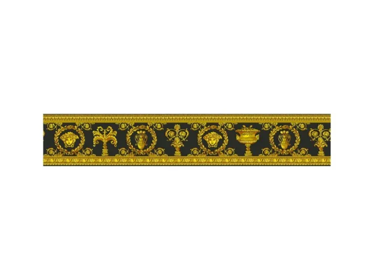 PROFHOME 343051-GU Exklusive Luxus Tapete Barock Matt Gold Gelb Schwarz 0,45 m2 0,09 m x 5,00 m 0,45 m2 Gold