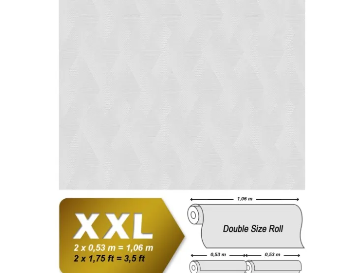 PROFHOME 938731-GU Grafik Tapete Rauten Muster Matt Weiß 1,06 m x 25,00 m 26,50 m2 Weiß