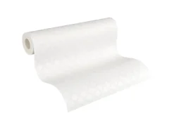 PROFHOME 528117-GU Grafik Tapete Rauten Muster Matt Weiß 0,53 m x 10,05 m 5,33 m2 Weiß* Überstreichbare Tapeten