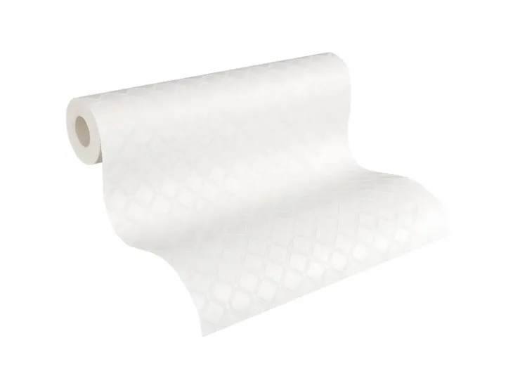 PROFHOME 528117-GU Grafik Tapete Rauten Muster Matt Weiß 0,53 m x 10,05 m 5,33 m2 Weiß* Überstreichbare Tapeten