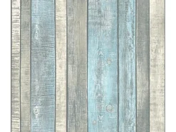 PROFHOME 319932-GU Holz Tapete Holzoptik Matt Blau Grau Creme 0,53 m x 10,05 m 5,33 m2 Blau
