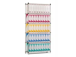 PROREGAL Aktenregal HxBxT 200 x 100 x 34 cm 6 Ebenen Spanplatten-Fachboden Fachlast 60 kg Bis Zu 66 Archivordnern mit Hebel Lichtblau-Lichtgrau