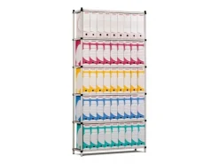 PROREGAL Aktenregal HxBxT 200 x 100 x 30 cm 6 Ebenen Spanplatten-Fachboden Fachlast 60 kg Bis Zu 66 Archivordnern mit Hebel Lichtblau-Lichtgrau* Büroregale