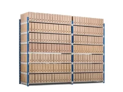 PROREGAL Aktenregal Maximus Doppelseitig HxBxT 200 x 150 x 68 cm 5 Ebenen Offener Fachboden Bis Zu 180 Archivordnern Lichtblau & Lichtgrau* Büroregale