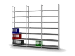 PROREGAL Aktenregal Schraubsystem Grundregal HxBxT 255 x 100 x 30 cm 7 Ebenen Fachlast 60 kg Ohne Deckboden Einseitig Nutzbar* Büroregale