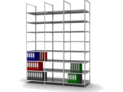 PROREGAL Aktenregal Schraubsystem Grundregal HxBxT 290 x 75 x 60 cm 8 Ebenen Fachlast 90 kg Ohne Deckboden Beidseitig Nutzbar* Büroregale