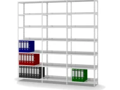 PROREGAL Aktenregal Schraubsystem Grundregal HxBxT 220 x 75 x 30 cm 7 Ebenen Fachlast 60 kg Mit Deckboden Einseitig Nutzbar* Büroregale