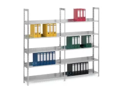 PROREGAL Aktenregal Schraubsystem Grundregal HxBxT 185 x 100 x 30 cm 5 Ebenen Fachlast 60 kg Ohne Deckboden Einseitig Nutzbar* Büroregale