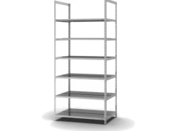 PROREGAL Aktenregal Schraubsystem Grundregal HxBxT 220 x 100 x 60 cm 6 Ebenen Fachlast 90 kg Ohne Deckboden Beidseitig Nutzbar