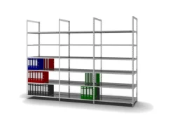 PROREGAL Aktenregal Schraubsystem Grundregal HxBxT 220 x 100 x 60 cm 6 Ebenen Fachlast 90 kg Ohne Deckboden Beidseitig Nutzbar