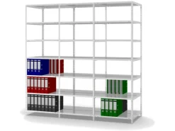 PROREGAL Aktenregal Schraubsystem Grundregal HxBxT 220 x 75 x 60 cm 7 Ebenen Fachlast 90 kg Mit Deckboden Beidseitig Nutzbar
