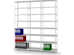 PROREGAL Aktenregal Schraubsystem Grundregal HxBxT 255 x 75 x 30 cm 8 Ebenen Fachlast 60 kg Mit Deckboden Einseitig Nutzbar
