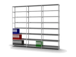 PROREGAL Aktenregal Schraubsystem Grundregal HxBxT 255 x 100 x 30 cm 8 Ebenen Fachlast 60 kg Mit Deckboden Einseitig Nutzbar* Büroregale